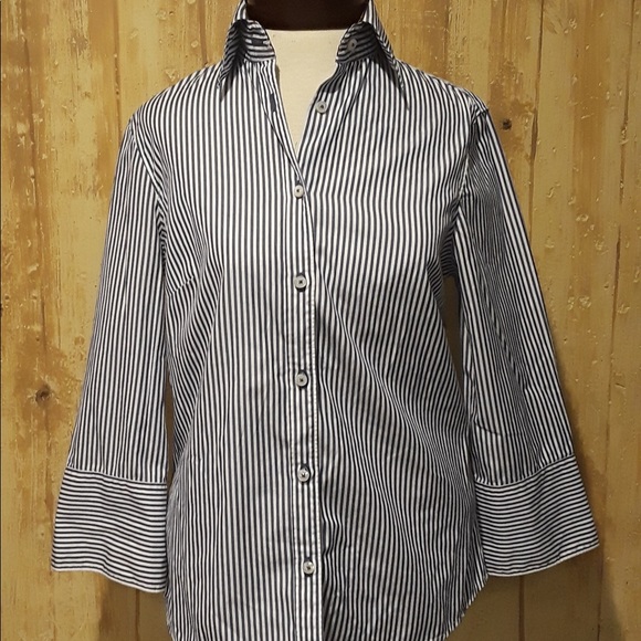 J.McLaughlin striped shirt white & blue - Picture 9 of 9